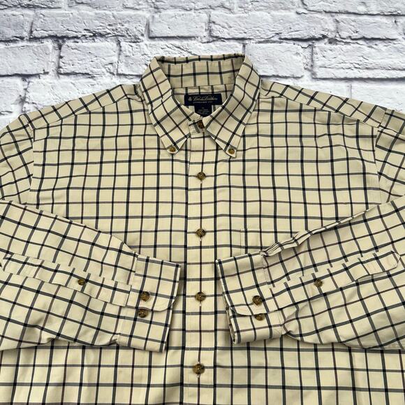 BROOKS BROTHER Men's Non Iron Button Down Shirt‎ Size XL Tan Plaid Long Sleeve - Picture 4 of 9